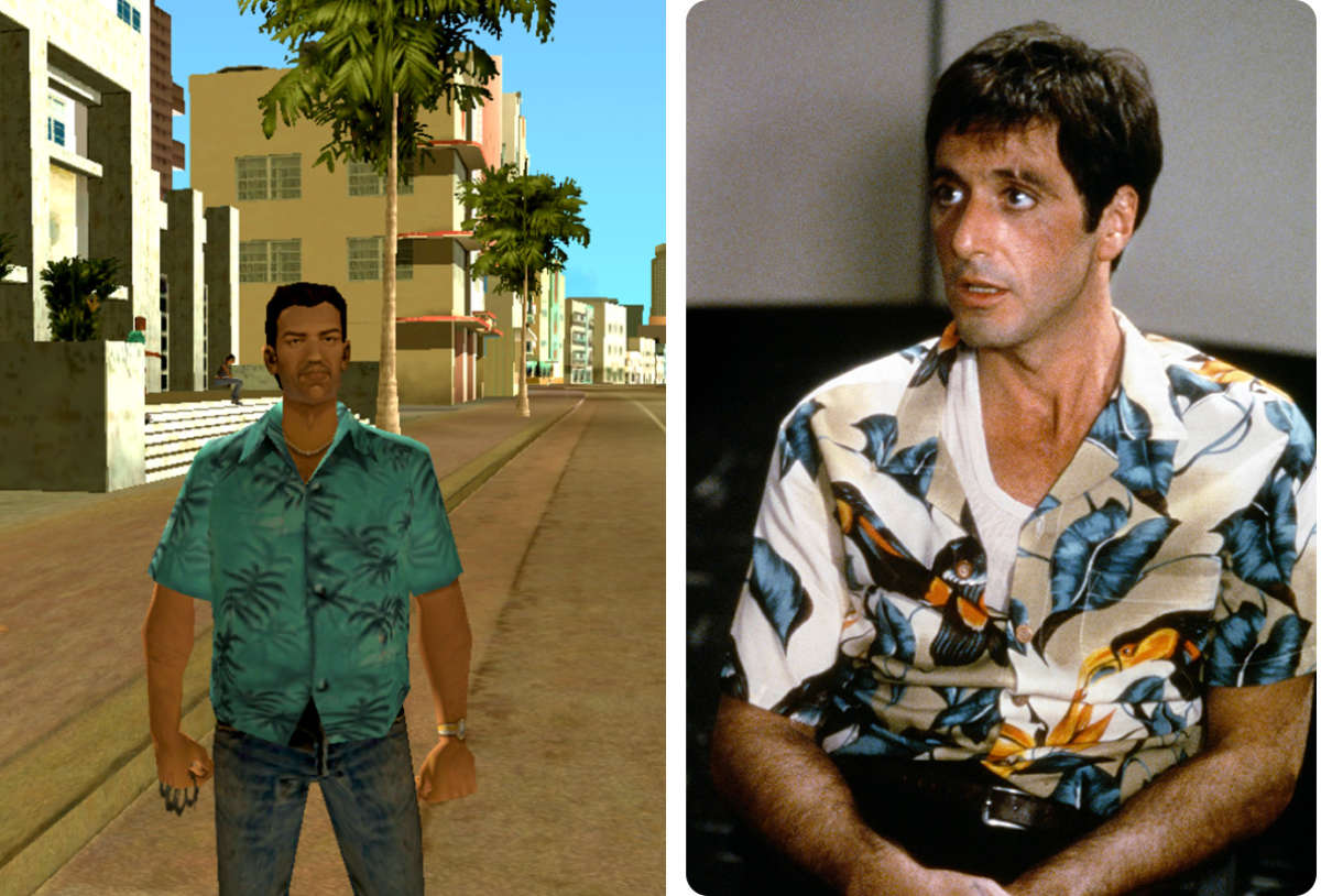  Tommy Vercetti dans GTA et Tony Montana dans « Scarface ». La vengeance en chemisette hawaienne.